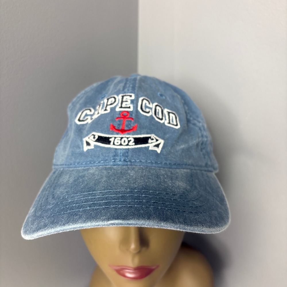 Cape Cod Anchor 1602 Baseball Cap Blue Washed Denim Adj. Nautical Coastal Beach - Picture 3 of 9